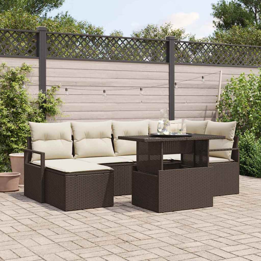 Gartensofa-set 7 stk. Braun Poly Rattan