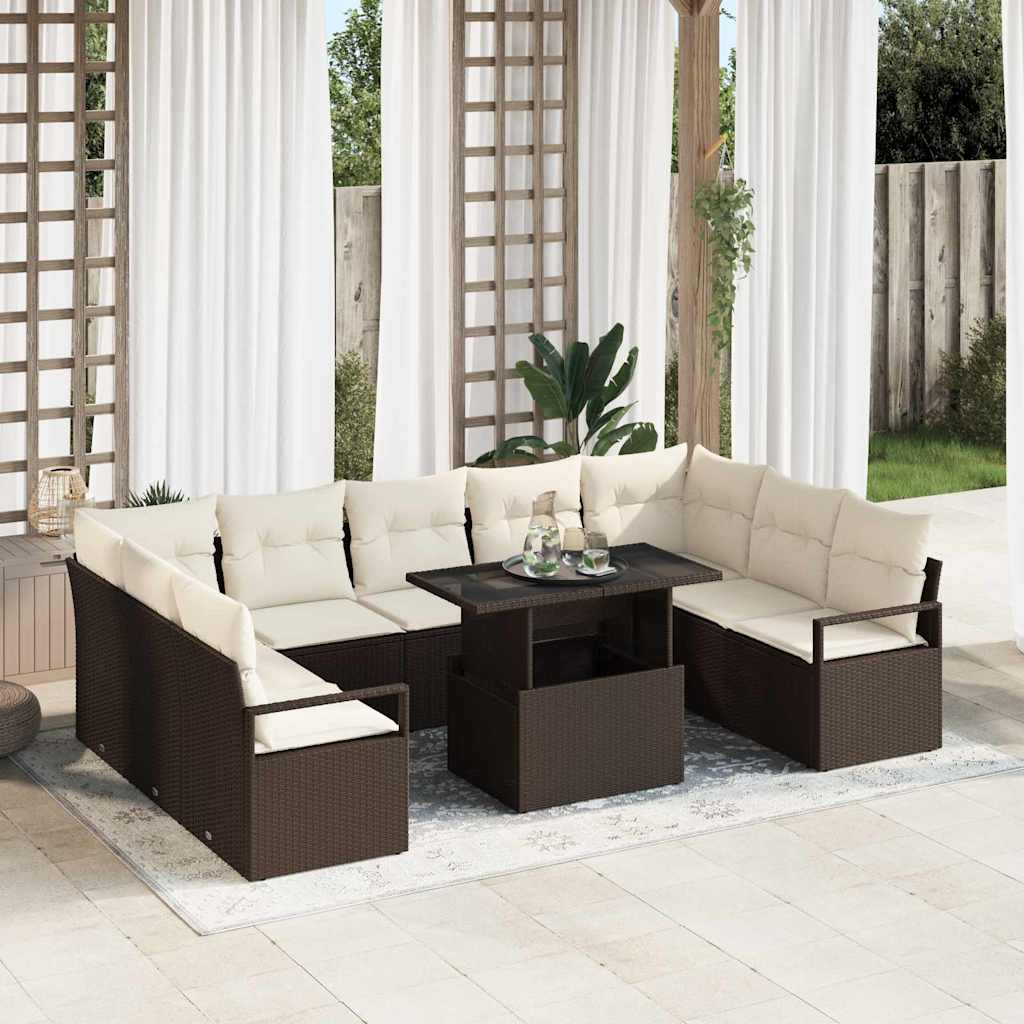 Gartensofa-set 10 stk. Braun Poly Rattan