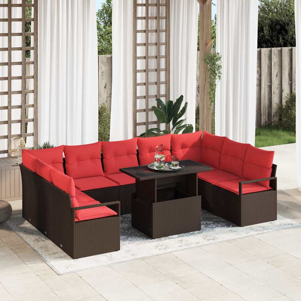 Gartensofa-set 10 stk. Braun Poly Rattan