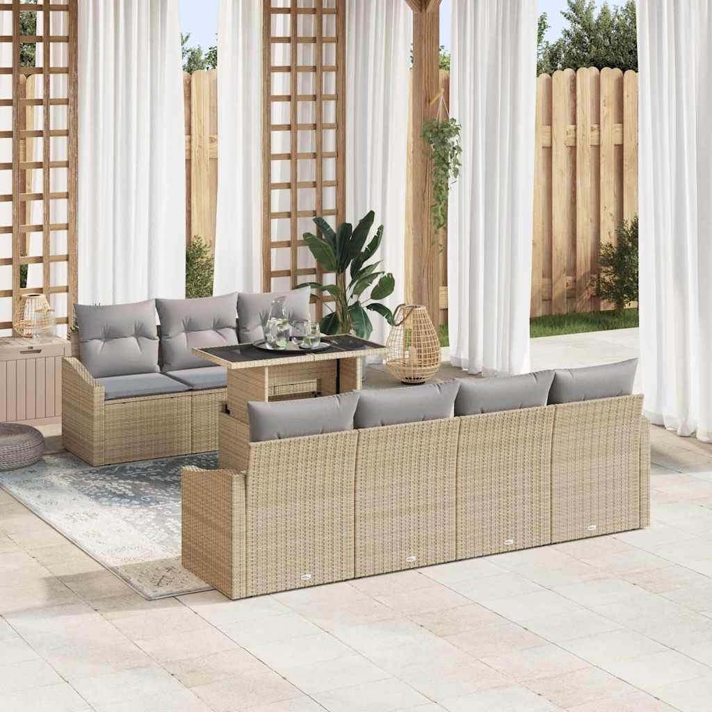Garten-Sofa-Set 8 stk. Beige Poly-Rattan