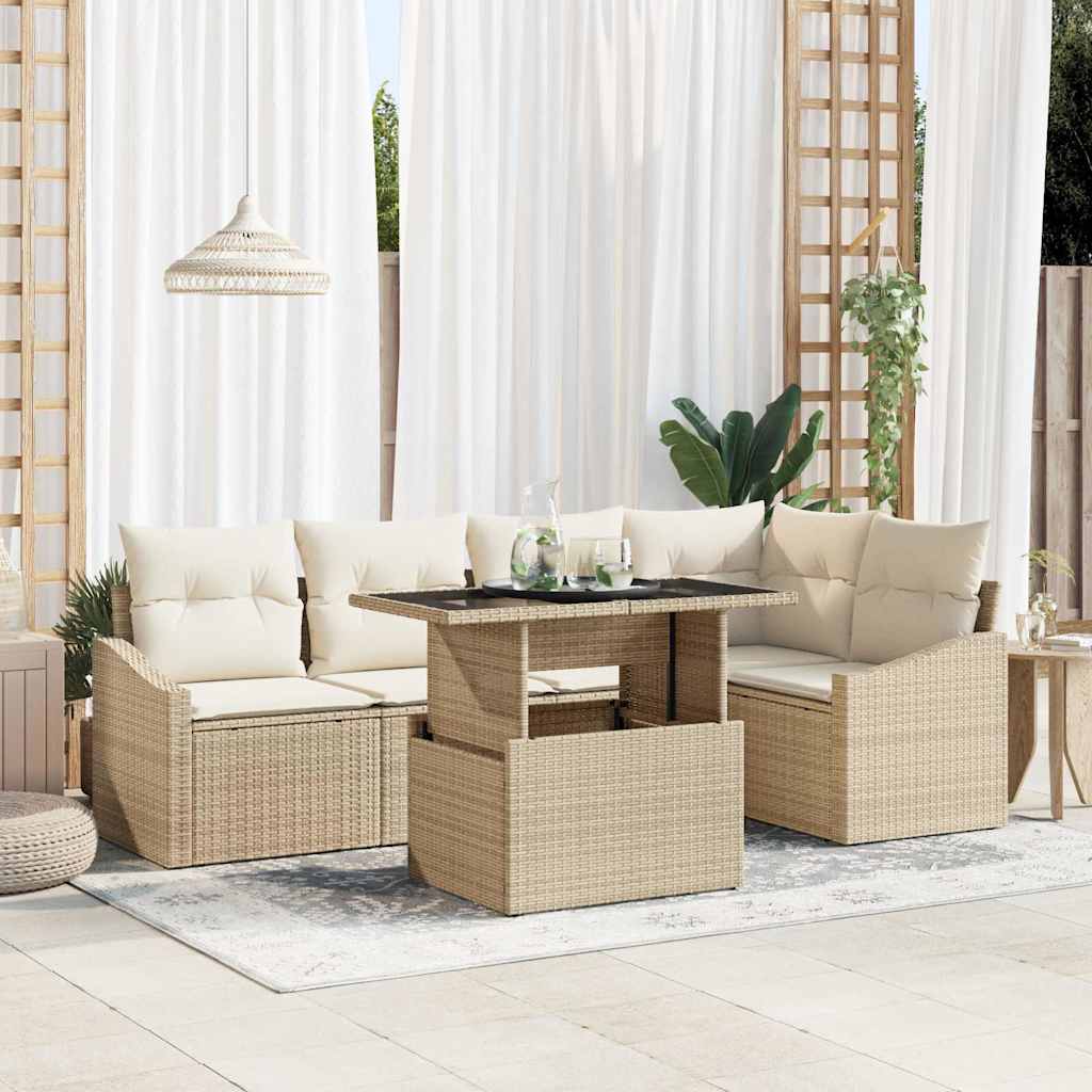 Garten-Sofa-Set 6 stk. Beige und Creme