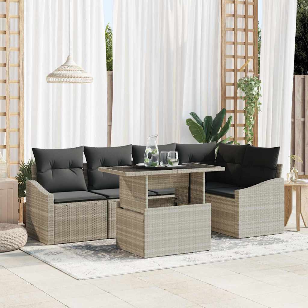 Garten-Sofa-Set 6 stk. Hellgrau und Dunkelgrau