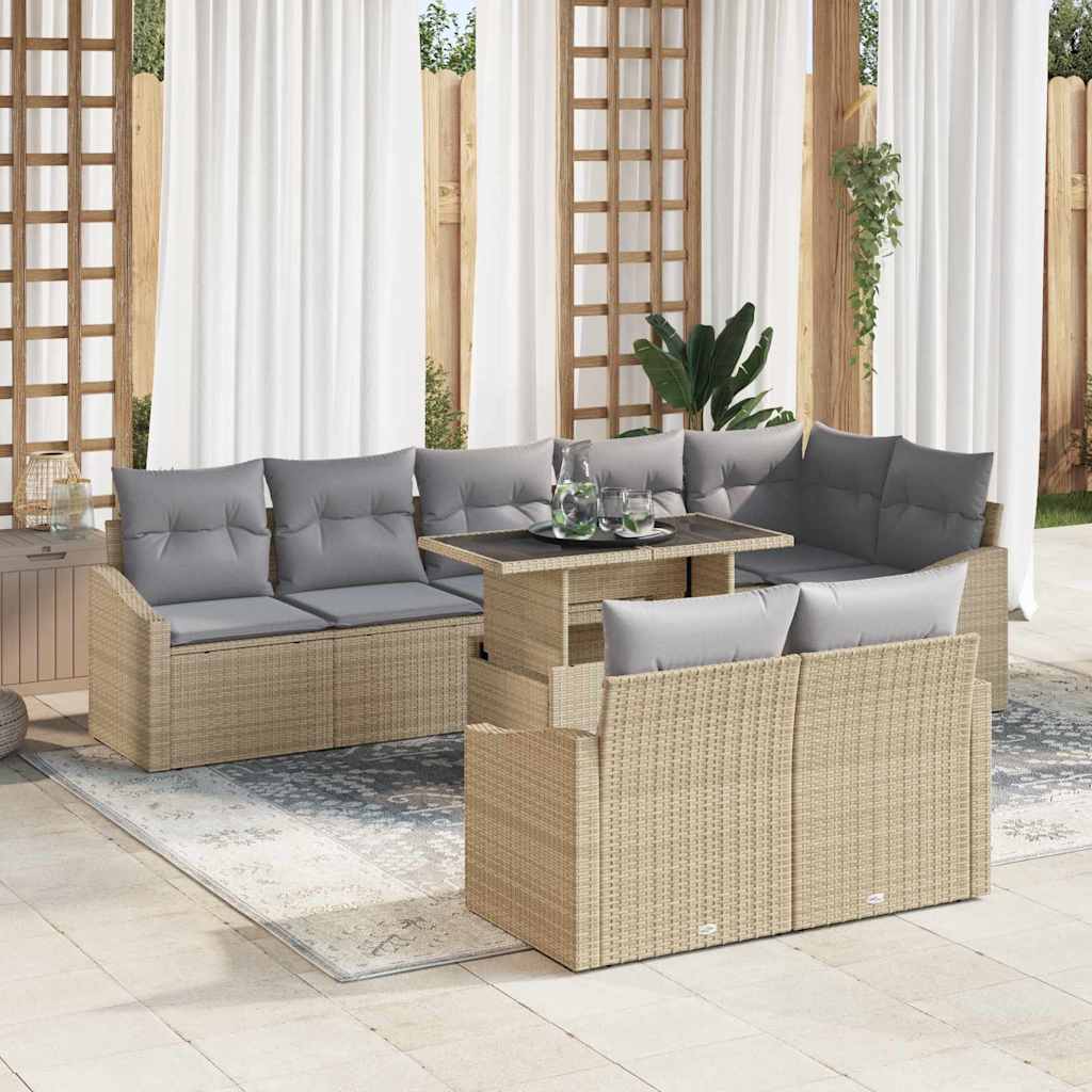 Garten-Sofa-Set 9 stk. Beige und Hellgrau