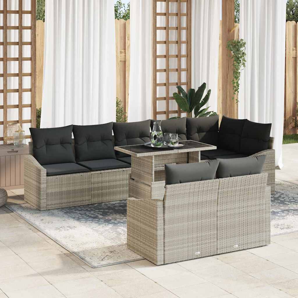 Garten-Sofa-Set 9 stk. Hellgrau und Dunkelgrau