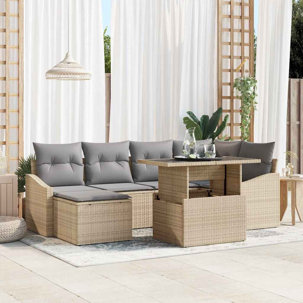 Garten-Sofa-Set 7 stk. Beige und Hellgrau