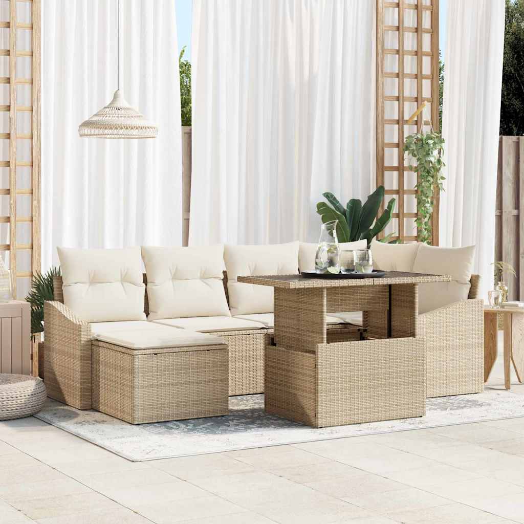 Garten-Sofa-Set 7 stk. Beige und Creme