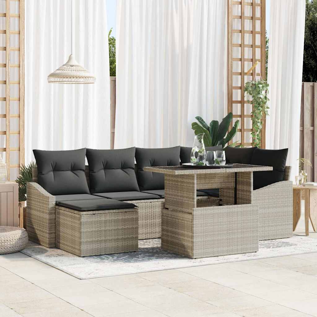 Garten-Sofa-Set 7 stk. Hellgrau und Dunkelgrau