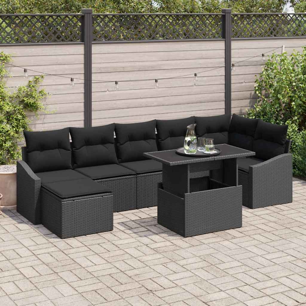 Garten-Sofa-Set 8 stk. Schwarz