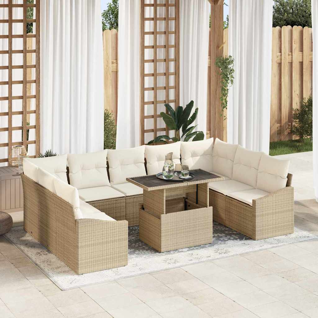 Garten-Sofa-Set 10 stk. Beige und Creme