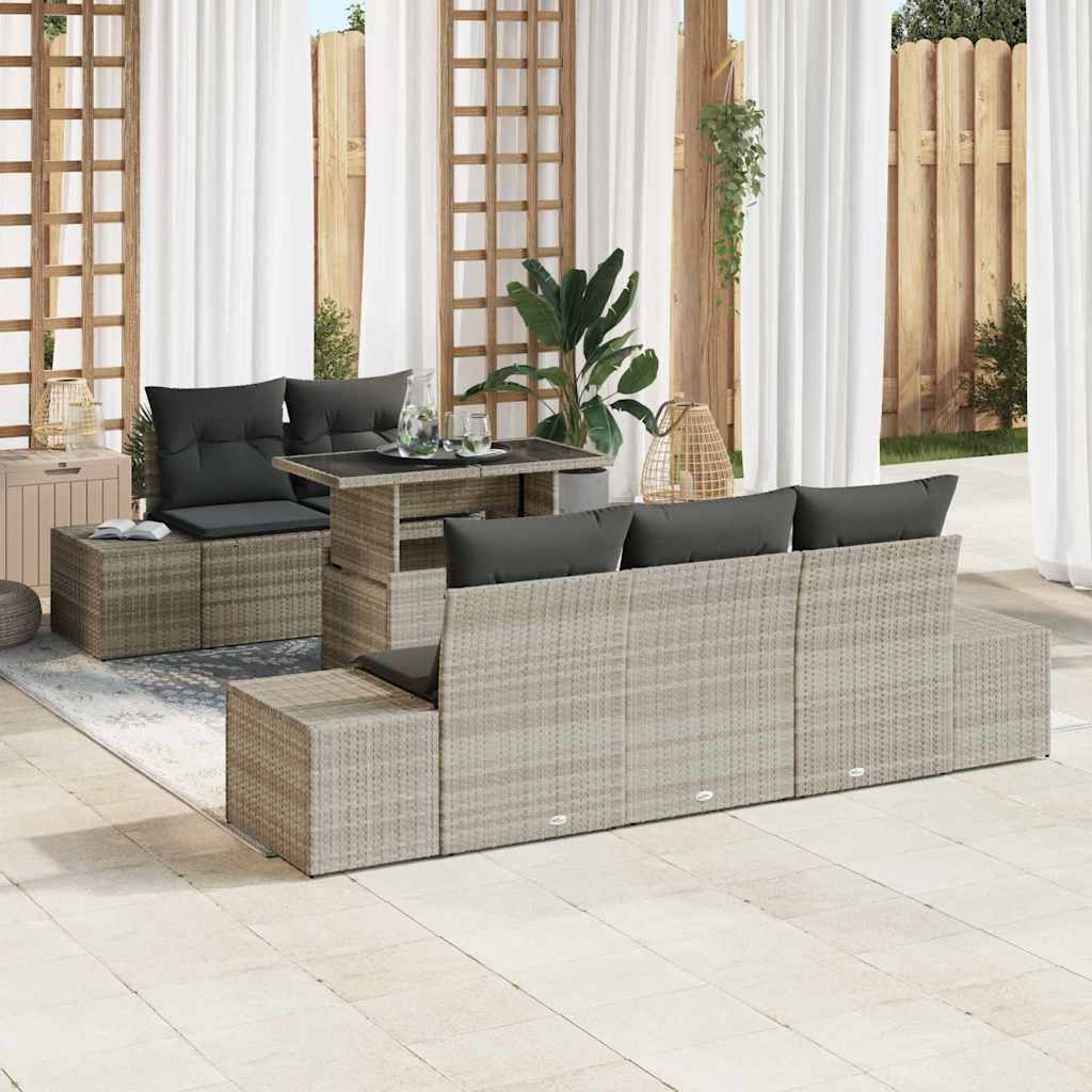 Garten-Sofa-Set 6 stk. Hellgrau und Dunkelgrau