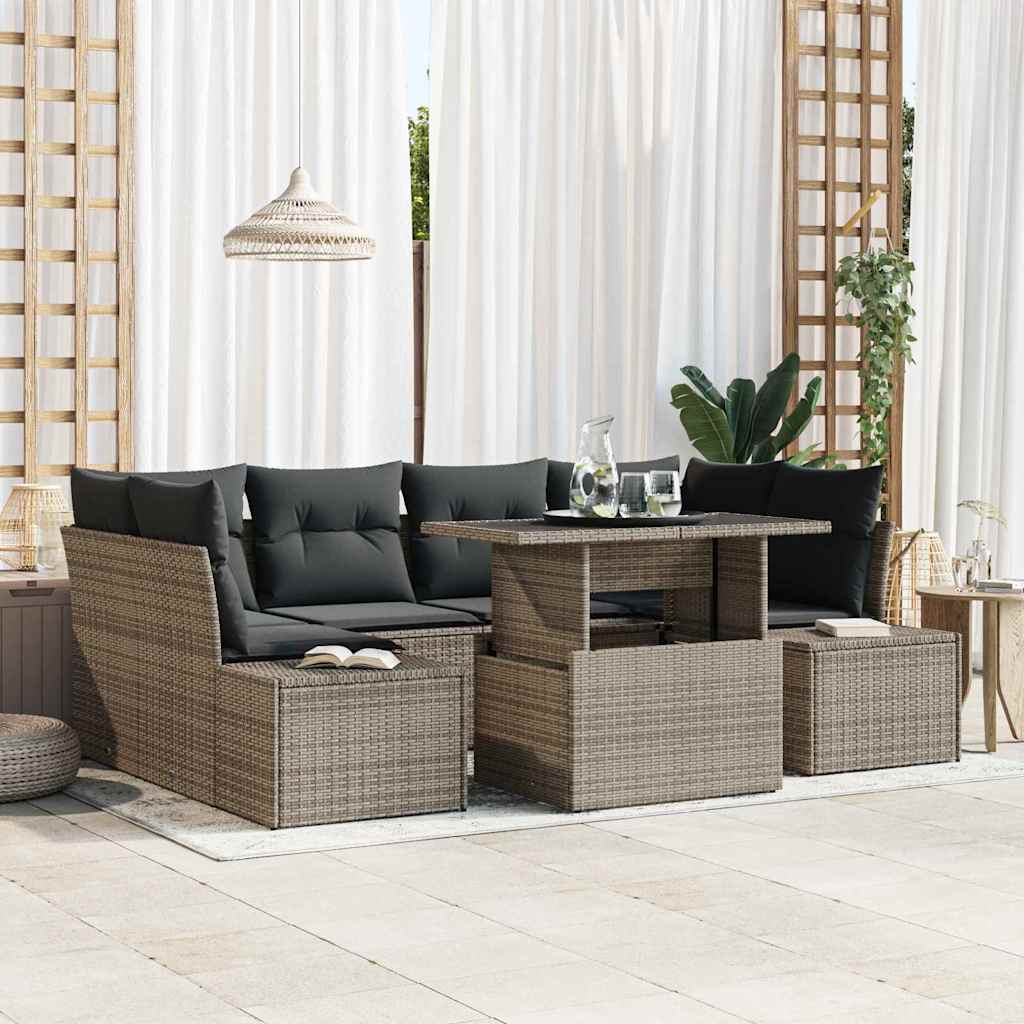 Garten-Sofa-Set 7 stk. Grau