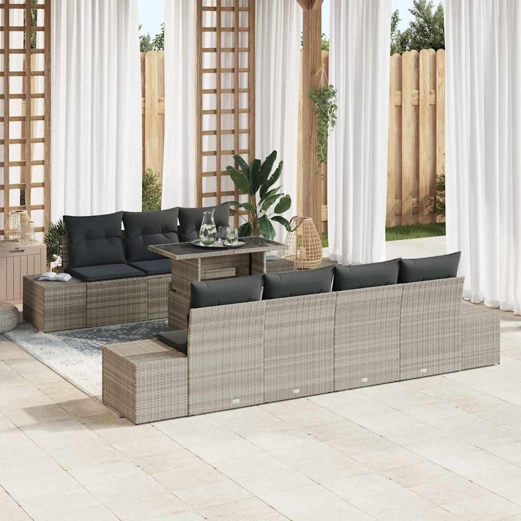 Gartensofa-set 8 stk. Hellgrau und Dunkelgrau
