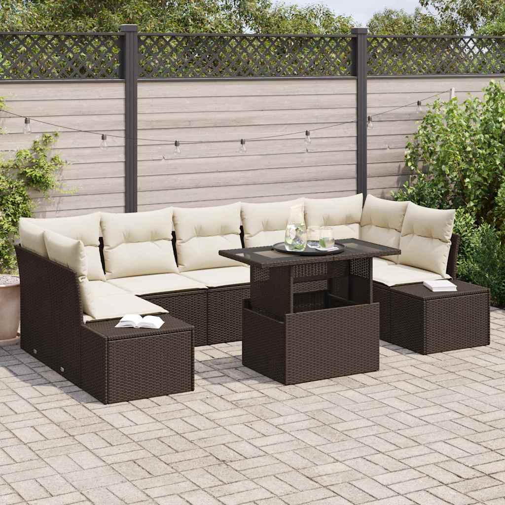 Garten-Sofa-Set 8 stk. Braun und Creme