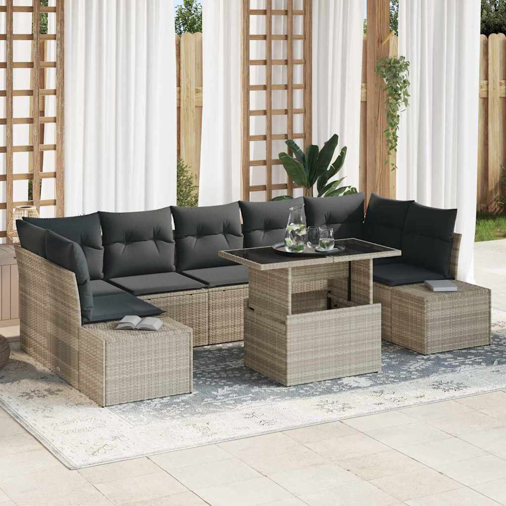 Garten-Sofa-Set 8 stk. Hellgrau und Dunkelgrau