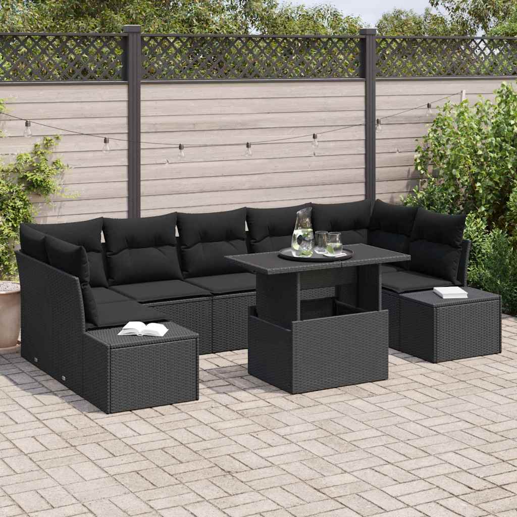 Garten-Sofa-Set 8 stk. Schwarz