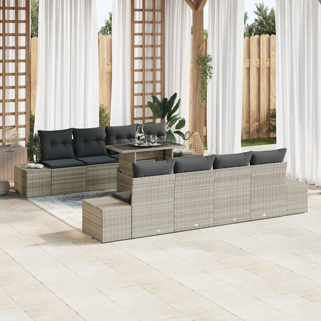 Gartensofa-set 9 stk. Hellgrau und Dunkelgrau