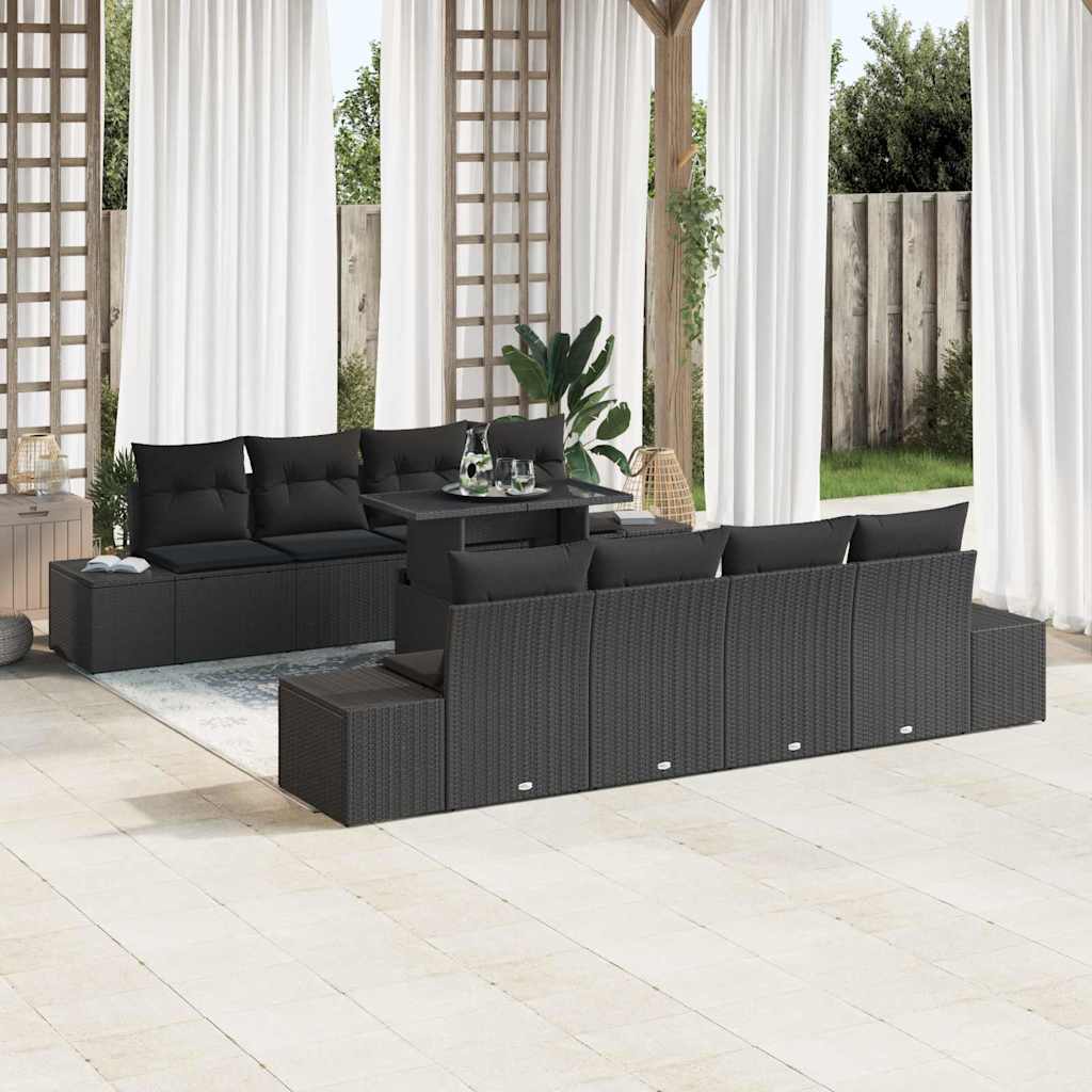 Gartensofa-set 9 stk. Schwarz