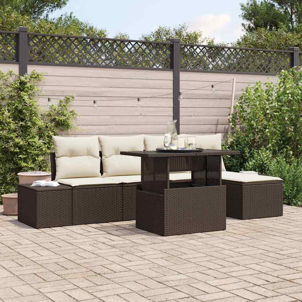 Gartensofa-set 6 stk. Braun Poly-Rattan
