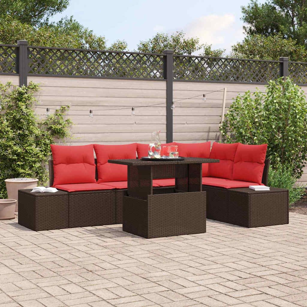 Gartensofa-set 6 stk. Braun Poly-Rattan
