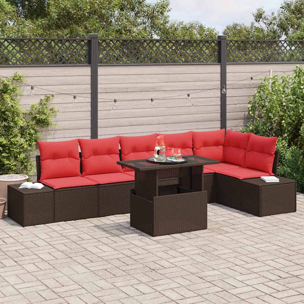 Gartensofa-set 7 stk. Braun Poly-Rattan