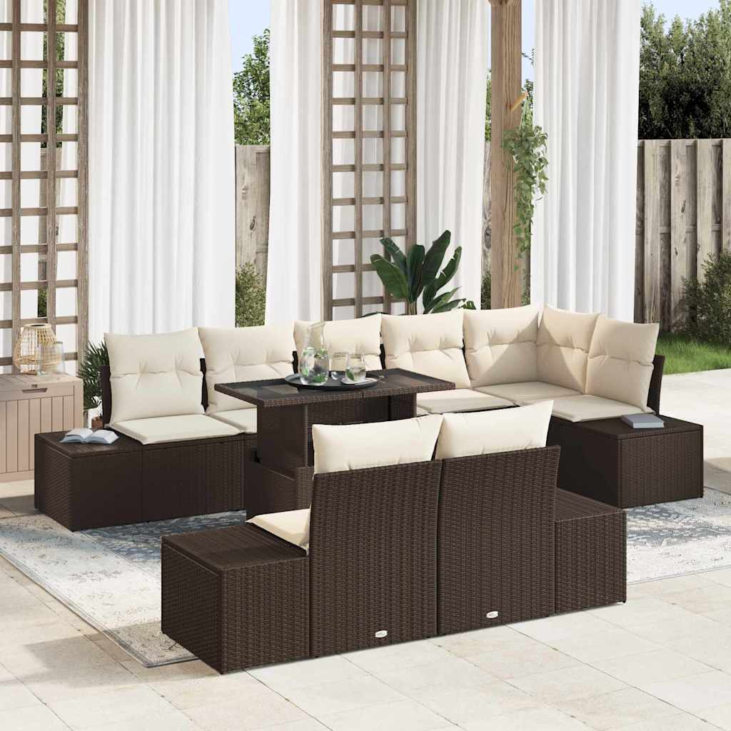 Gartensofa-set 9 stk. Braun Poly-Rattan