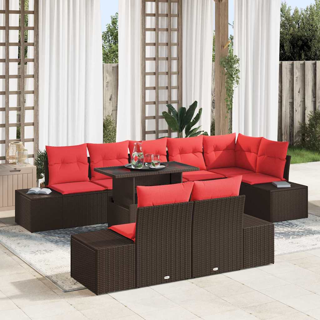Gartensofa-set 9 stk. Braun Poly-Rattan