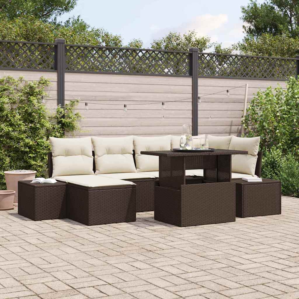 Gartensofa-set 7 stk. Braun Poly-Rattan