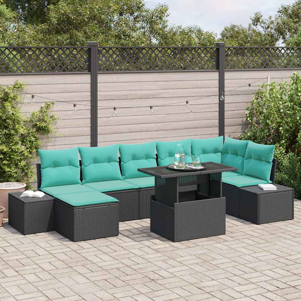 Gartensofa-set 8 stk. Schwarz Poly-Rattan
