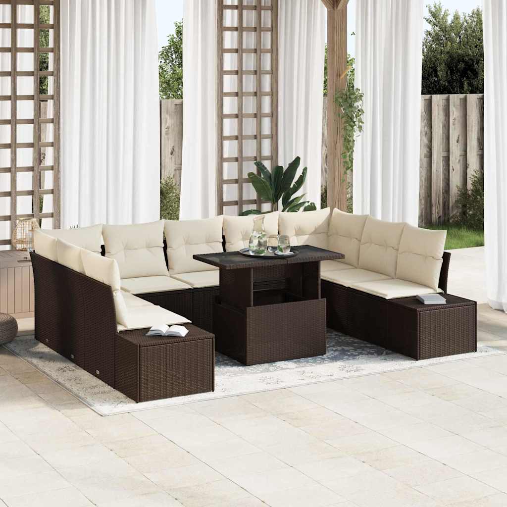 Gartensofa-set 10 stk. Braun Poly-Rattan