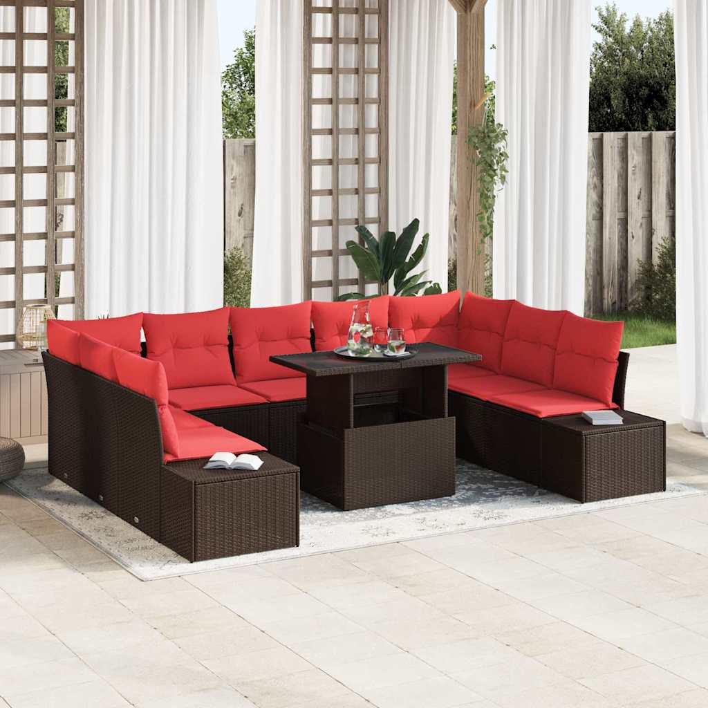 Gartensofa-set 10 stk. Braun Poly-Rattan
