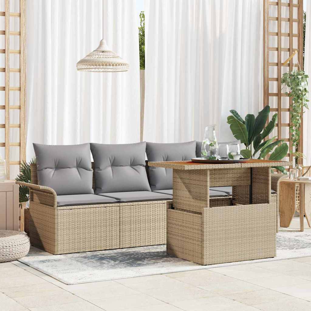 Garten-Sofa-Set 5 stk. Beige Poly Rattan