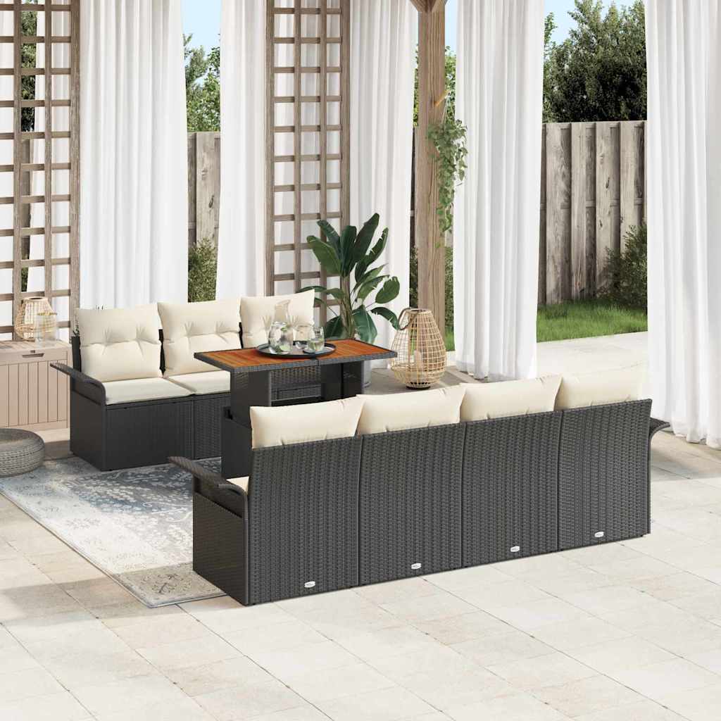 Garten-Sofa-Set 8 stk. Schwarz Poly Rattan