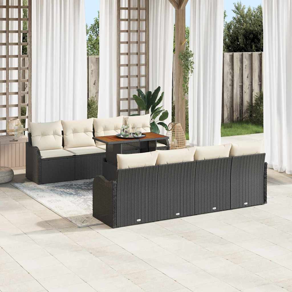 Garten-Sofa-Set 9 stk. Schwarz Poly Rattan