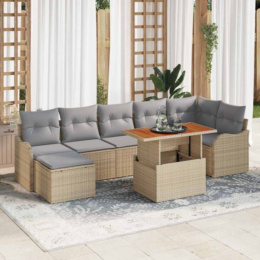 Garten-Sofa-Set 8 stk. Beige Poly Rattan