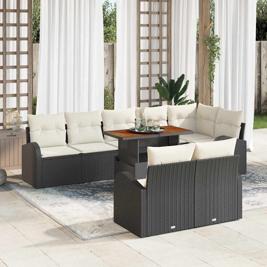 Garten-Sofa-Set 9 stk. Schwarz Poly Rattan