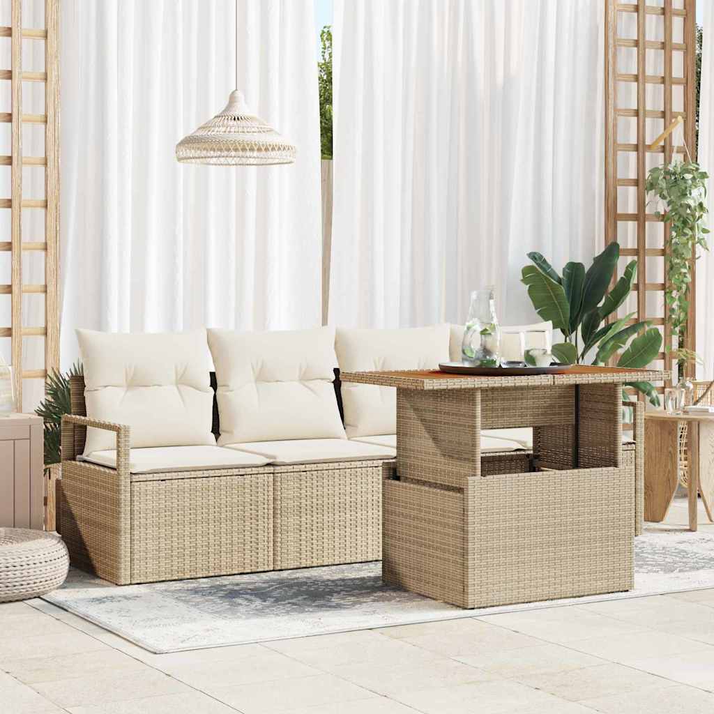 Garten-Sofa-Set 5 stk. Beige Poly Rattan