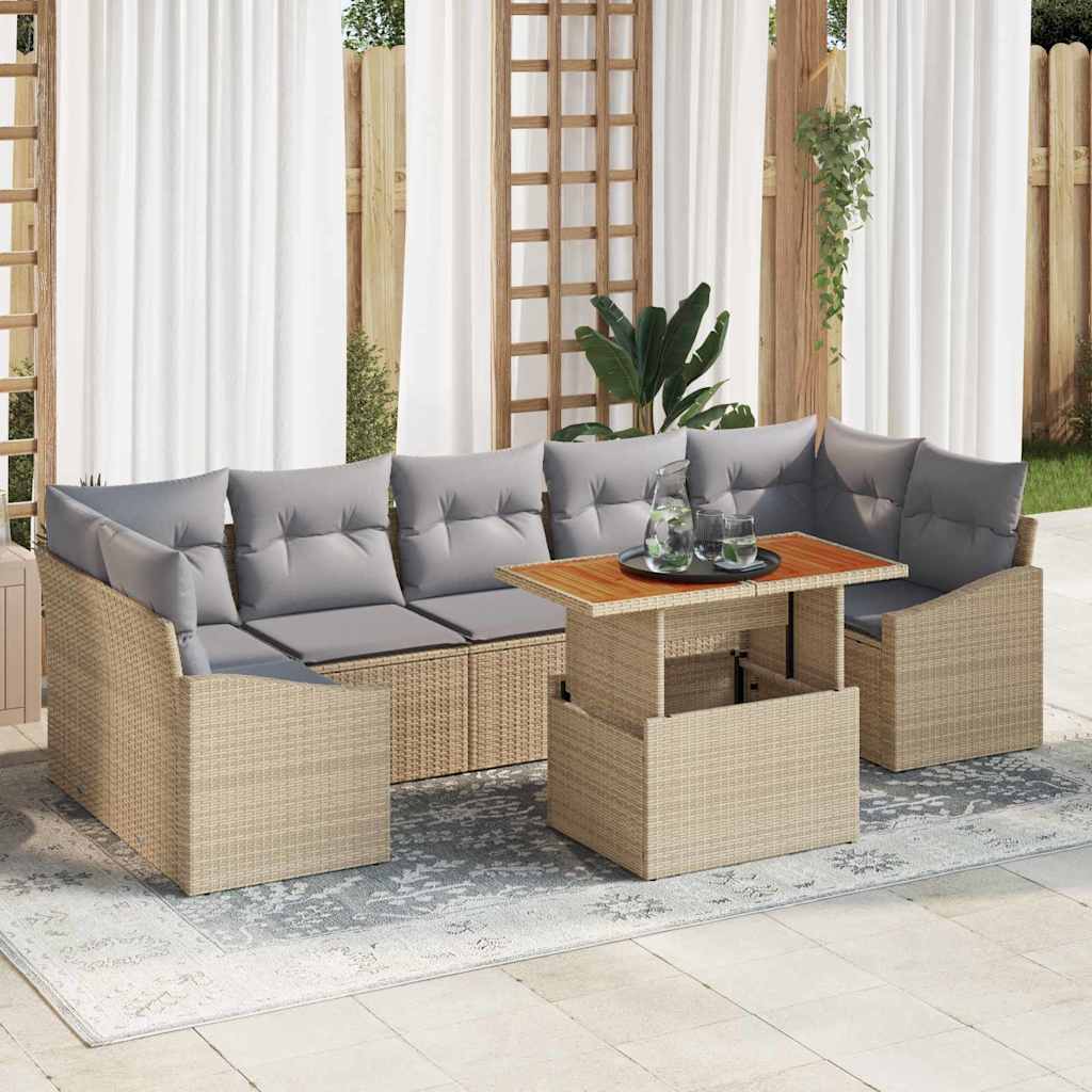 Garten-Sofa-Set 8 stk. Beige und Hellgrau