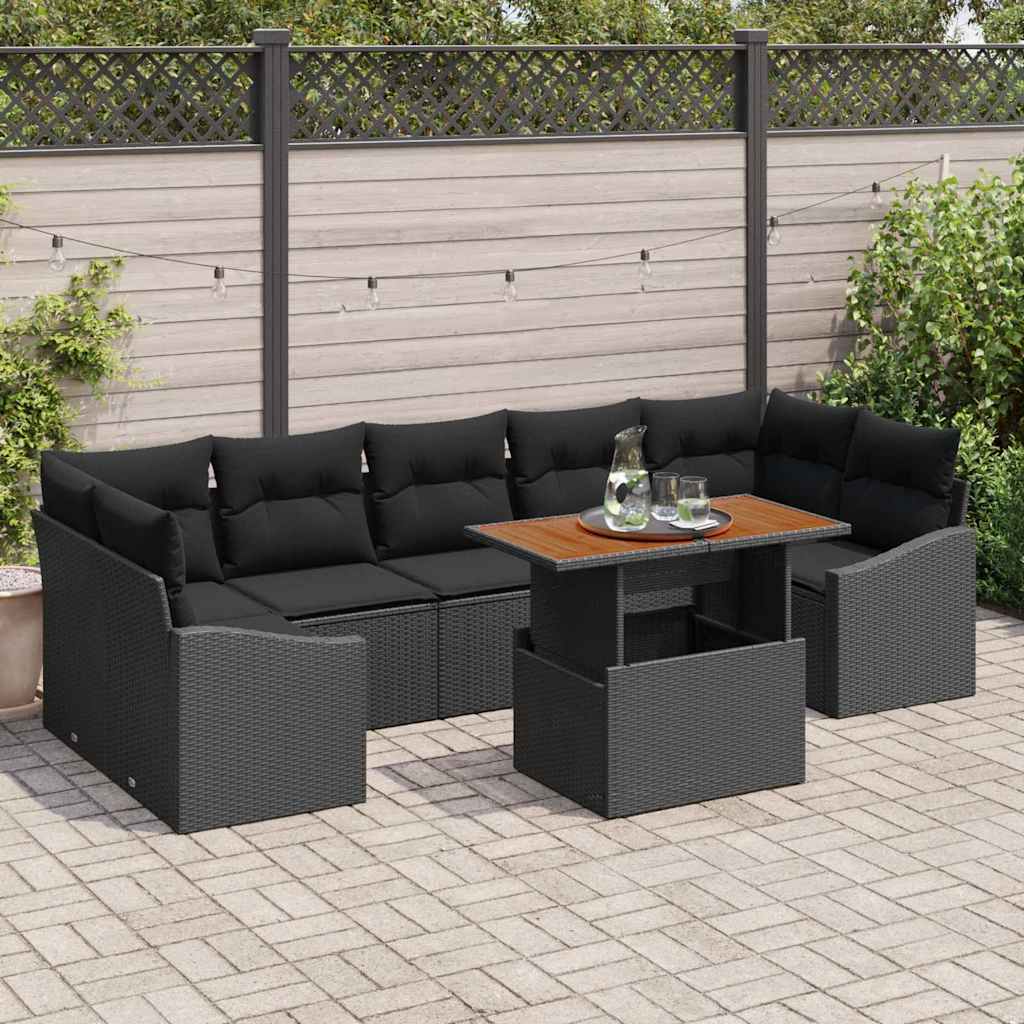 Garten-Sofa-Set 8 stk. Schwarz