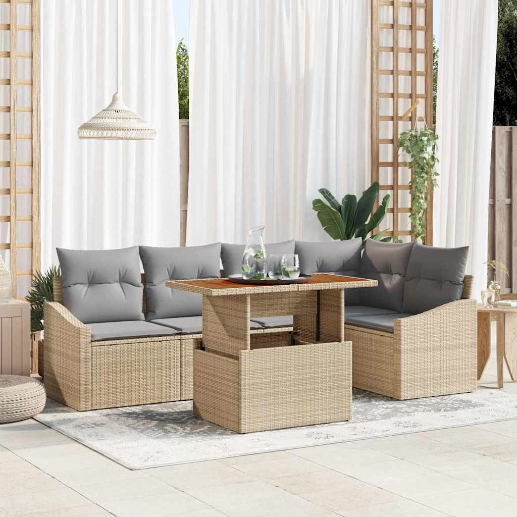 Garten-Sofa-Set 6 stk. Beige Poly Rattan