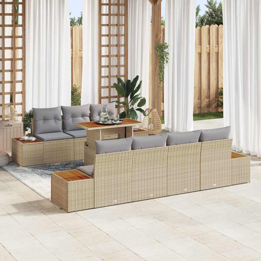 Garten-Sofa-Set 8 stk. Beige Poly Rattan
