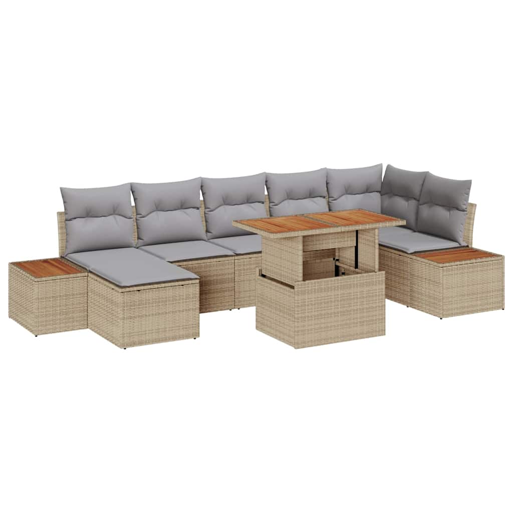Garten-Sofa-Set 8 stk. Beige Poly Rattan