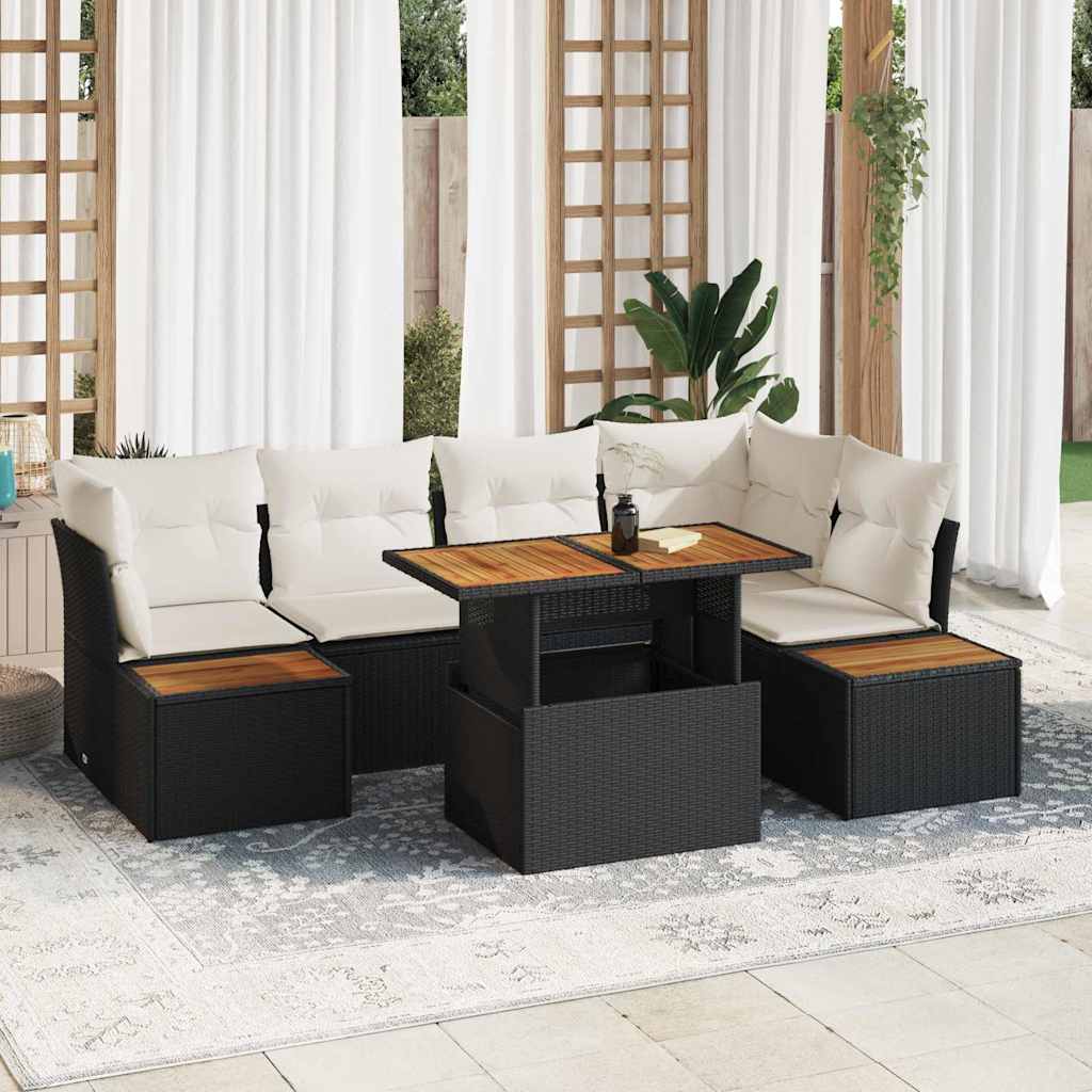 Garten-Sofa-Set 10 stk. Schwarz Poly Rattan