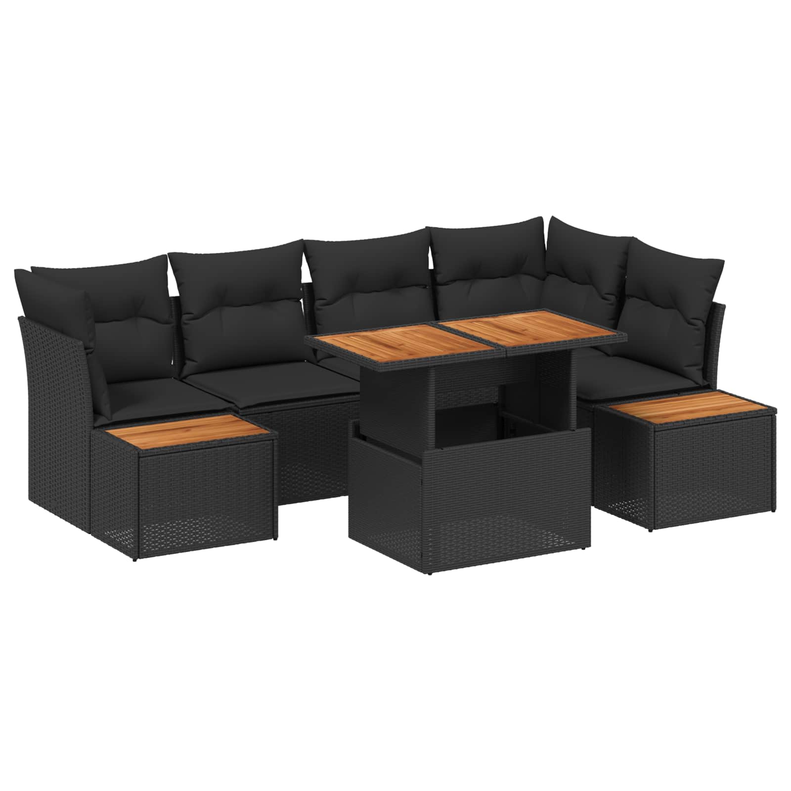 Garten-Sofa-Set 10 stk. Schwarz Poly Rattan