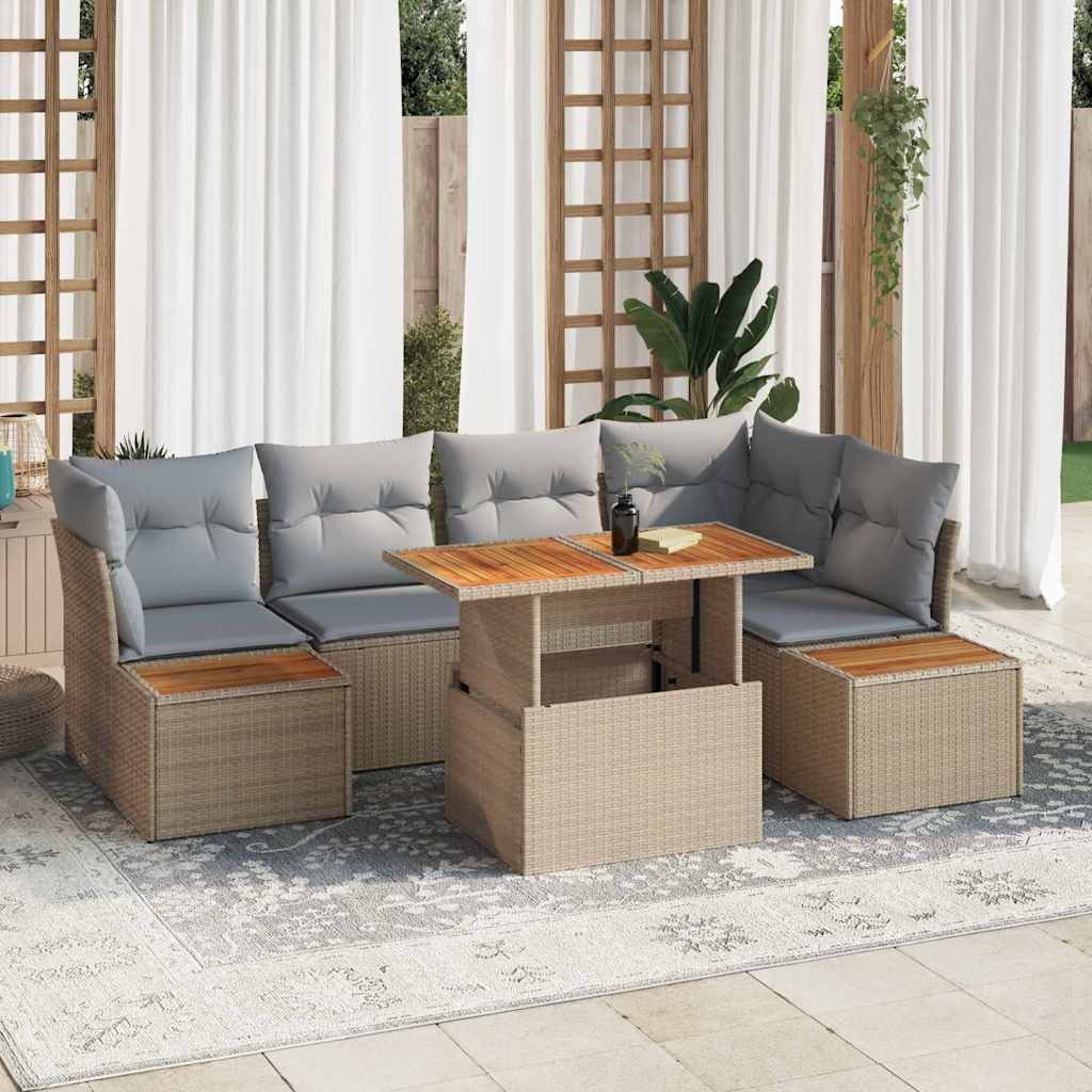 Garten-Sofa-Set 10 stk. Beige Poly Rattan
