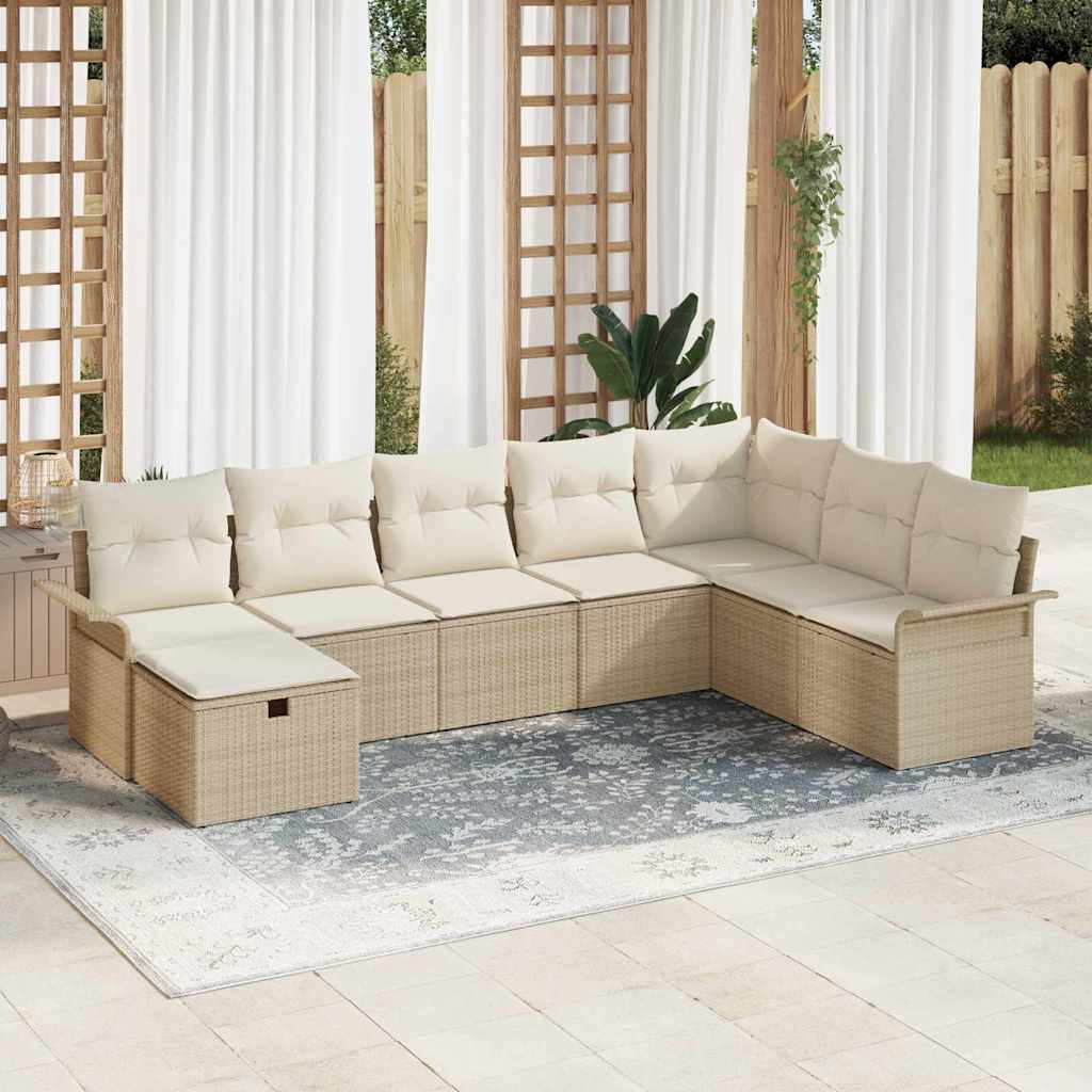 Gartensofa-set 8 stk. Beige und Creme Poly-Rattan