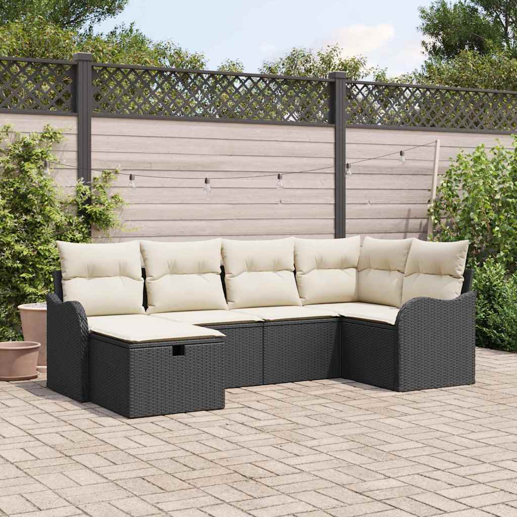 Gartensofa-set 6 stk. 6-Sitzanzahl Schwarz und Creme