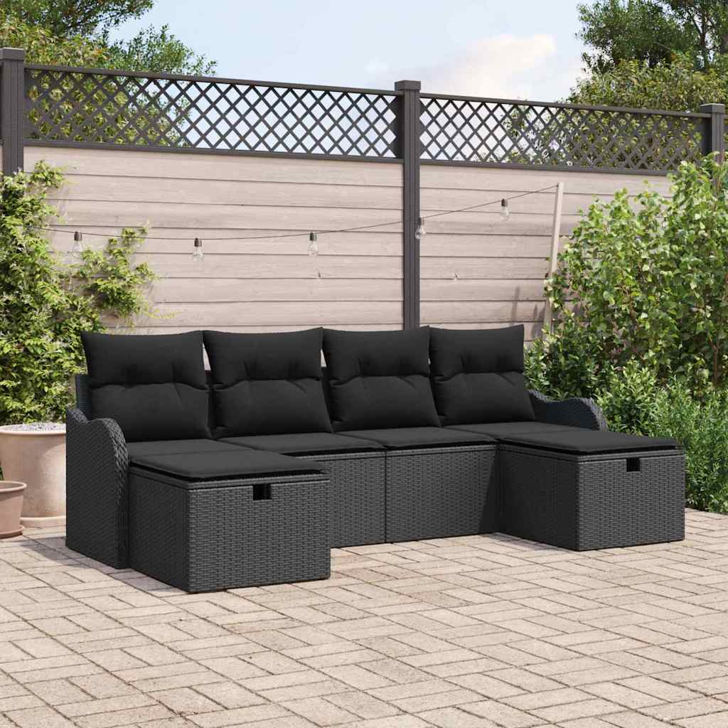 Sofa Set 6 Stk. 6-Sitzanzahl Schwarz Poly-Rattan