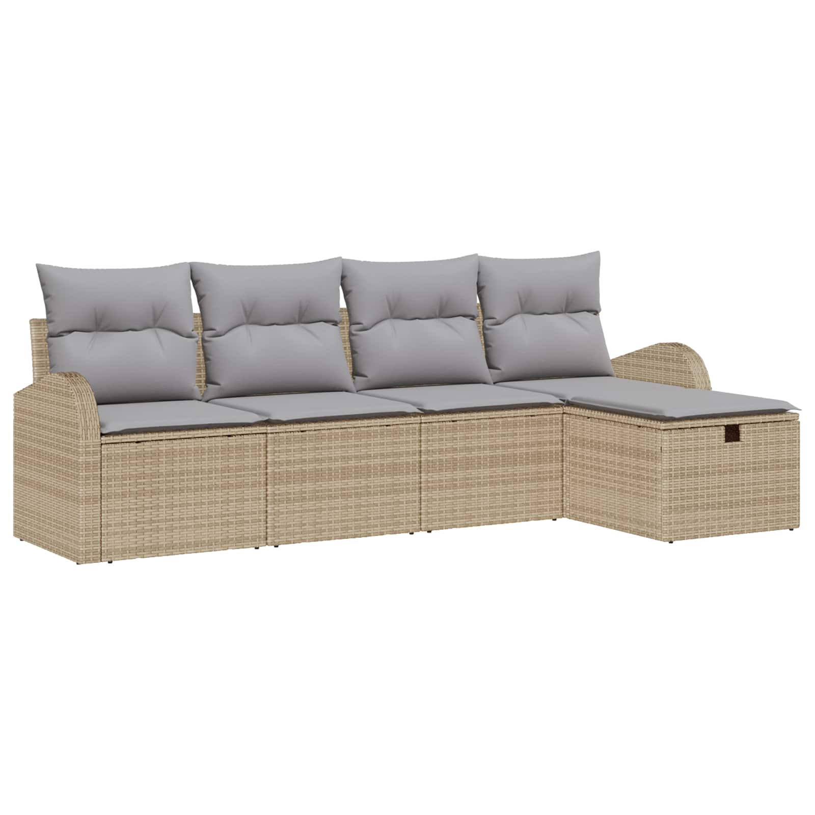 Sofa Set 5 stk. Beige und Hellgrau Poly-Rattan