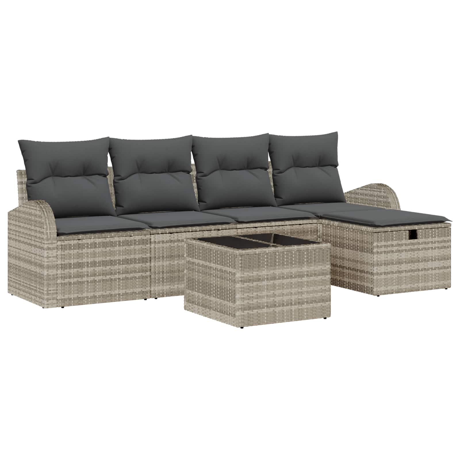 Sofa Set 6 stk. Hellgrau Poly-Rattan