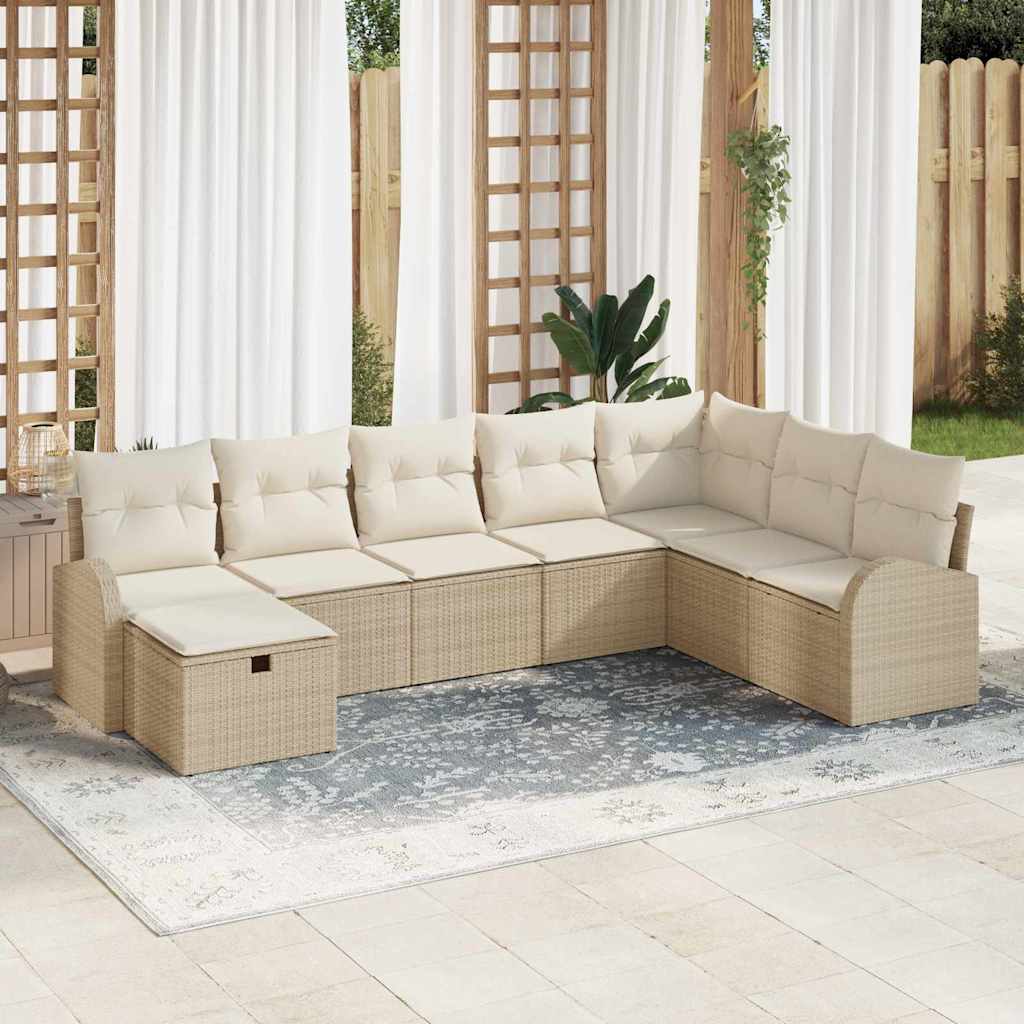 Sofa Set 8 Stk. Beige und Creme Poly-Rattan